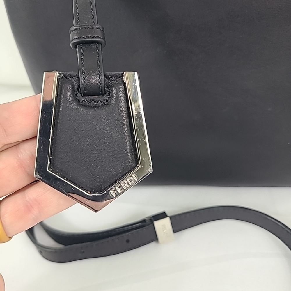Fendi Black Leather Stud Applique Petite 2Jours Elite Tote - Picture 3 of 14
